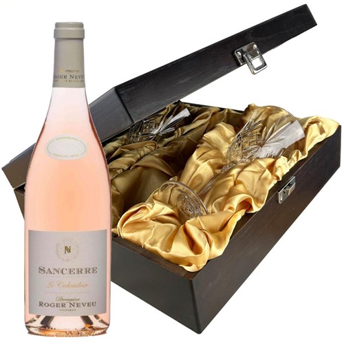 Sancerre Rose Domaine Roger Neveu  Rose Wine And Glasses In Luxury Presentation Box